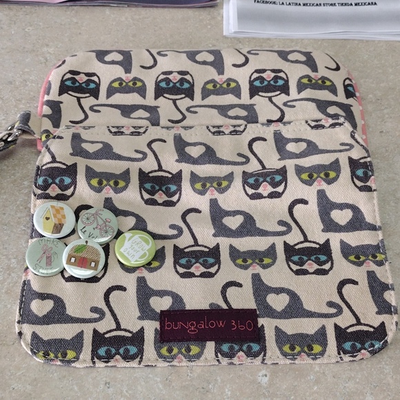 Cat Wristlet - Cat Print Vegan Canvas- Bungalow 360 - Picture 8 of 10